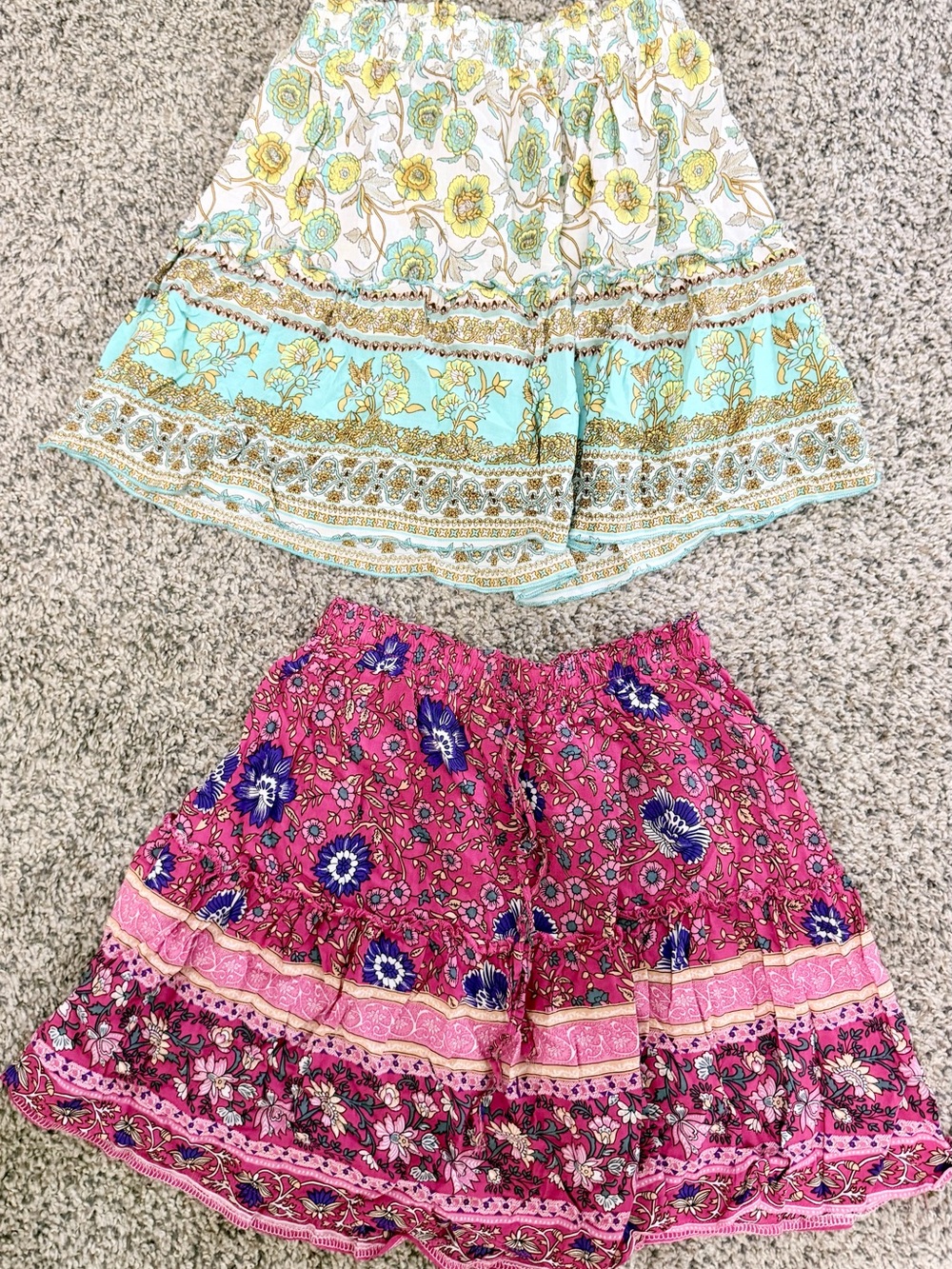 2 Boho Floral Women's Skirts - Lightweight/Elastic - Size S